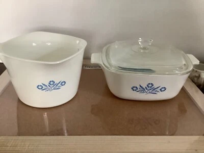 CorningWare Blue Cornflower 1 qt Sauce Maker & 1 1/2 qt Casserole w Lid NEW