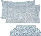 KACEMOO Blue Printed Sheets Floral Sheet Queen Bed Set Queen, Boho