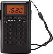 Laser Pocket AM/FM Radio - Portable Digital Tuner with LCD Display, Alarm Clock, 3.5mm Headphone Jack, Reliable Battery Performance, Lightweight with Wrist Strap Ideal for Travel & Outdoor Use