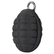 BLACK Hand Grenade Shaped Style Keychain Coin Money Change Pocket Pouch Holder