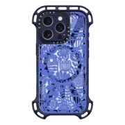 iPhone 16 Pro Ultra Bounce Case MagSafe Compatible Paper Cutting Floral Collage Blue by Sandra Hutter