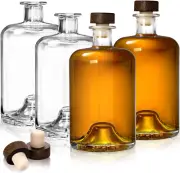 4 Pack Glass Liquor Bottles 25 Oz Clear Wine Bottles with T-Top Cork Stopper Oil