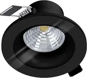 EGLO Recessed spot Light for Ceiling Salabate, dimmable LED Downlight Made of Aluminium and Glass, Black Bathroom Spotlight, Warm White, IP44, Ø 3.5 inches