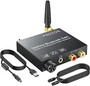 PROZOR Digital to Analog Converter 192kHz DAC Supports Volume Control Digital Coaxial SPDIF Toslink to Analog Stereo L/R RCA 3.5mm Jack Audio Adapter 192kHz DAC with 5.0 Bluetooth Receiver