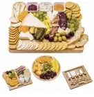 XCE Bamboo Cheese Board and Charcuterie Board Set w/ Knives 16 x 13 x 1.5 in