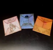 Set Of 3 Handmade Junk Journal Mini Envelopes Pink, Blue, Orange