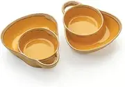 Chip and Dip Bowl, Anti-Soggy Cereal Bowl, Soup and Sandwich Plate Combo, Breakfast Bowls, Divided Snack Bowls, 2 Pack, Yellow