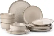 [AmorArc] Ceramic Dinnerware Sets, Handmade Reactive Glaze Plates and Bowls Sets,Highly Chip and Crack Resistant | Dishwasher & Microwave Safe Dishes Set, Service for 4 (12pc)