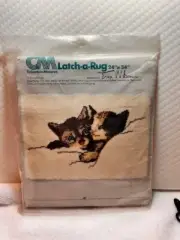 VTG 1977 Columbia Minerva Latch Hook RUG Pattern 24" x 34" Playmate Kittens