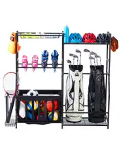 LUGO Heavy-Duty Garage Sports Equipment Organizer with Baskets and Hooks