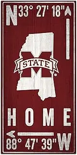 NCAA Mississippi State Bulldogs Unisex Mississippi State University Coordinate Sign, Team Color, 6 x 12