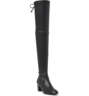 $950 - Stuart Weitzman Genna 60 City OTC Black Stretch Leather Boot Size 8