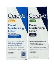 2 CeraVe AM/PM 3oz Facial Moisturizing Lotion w/Sunscreen SPF30 Exp 11/25+