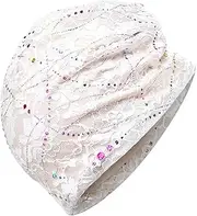 [WESIEVYA] Hair Accessories Hats Sun Hat for Women Sleep Bonnet for Women Silk Skull Cap Hair Silk Bonnet Head Coverings for Women Chemo Headwear Wrap Fashion Hollow Cap Lace Hat Black