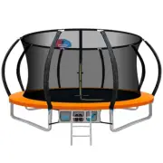 12FT Trampoline Round Trampolines Basketball set Kids Mat Net Pad Ladder Gift