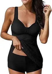 [Generic] Skirt Suit 14w Two Piece Swimsuits for Women Athletic Tankini Top with Boy Shorts and Sports Bra Bathing Sui Swimsuit for Women Plus Size Two Piece