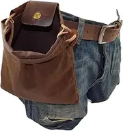 Asenie Foraging Bag Waxed Canvas Collapsible Outdoor Camping Foraging Pouch Mushroom Storage Water Resistant Leather Bushcraft Belt Tinder Dump Pouchs Brown for Travel Camping Hiking (Bag Only)