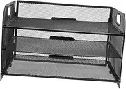 HOMSFOU Mesh Desk File Organizer Removable Desktop Storage for Office Document Holder Stylish Mesh Design for Clutter Workspace Letter Tray Organizer