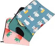 BESTYASH 3Pcs Cute Tampon Organizer Multi Function Period Bag Portable Sanitary Storage Holder for School and Outdoor Use Adorable Avocado Strawberry and Polar