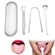 3Pcs Stainless Steel Tongue Scraper Cleaner Dental Care Oral Hygiene Mouth Kit