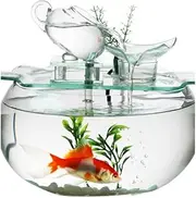 Tabletop Fountain Original Small Creative Glass Tabletop Fountain Home Aquarium with Water Flow Decor for Living Room TV Cabinet Desktop Fountains