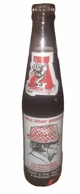 Coca-Cola Crimson Tide Paul “Bear” Bryant Collectible Full Bottle Vintage
