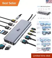 Portable 13-in-1 Docking Station: Dual HDMI, DisplayPort, 10Gbps Transfer Speed