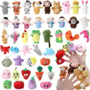 44 Pieces Finger Puppets Set Cartoon Animal Fruit Family Story Time Cloth Velvet