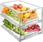 Stackable Storage Drawer, Clear Pull Out Plastic Food Fridge Organizer Bins Ho