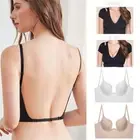 Women Low Back Bra Wire Lifting Deep U Shaped Plunge Backless Bra Push Up Bra AU