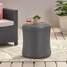 Noble House Side Table 21-in Outdoor Plastic Mikael Round Faux Wicker Dark Grey
