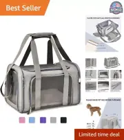 Soft Sided Pet Carrier for Small Medium Cats & Dogs - Airline Approved - Grey