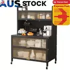 5-Tiers Kitchen Bakers Rack Metal Microwave Stand Pantry Shelf Rack (Black)