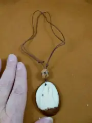 tne-wol-773a) white howling Wolf TAGUA NUT Necklace Vegetable wild dogs