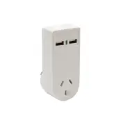 Moki Power Socket w/ Dual USB-A Compact Travel Adaptor Wall Charger White