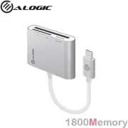 Alogic USB-C Multi Card Reader SD Micro SD Compact Flash Slots 10cm Prime Silver