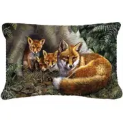 A Family of Foxes at Home Fabric Decorative Pillow