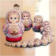 Matryoshka Russian Nesting Dolls 15 Pieces Nesting Doll Traditional Handmade Wooden Russian Matryoshka Crafts Halloween Wish Gift Happy Gift