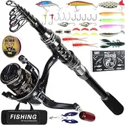[Yaskyly] 2.1m Fishing Rod and Reel Combos Carbon Fiber Telescopic Fishing Rod and Spinning Reel Combo Set with Lure Kits Freshwater Saltwater Kit Fishing Gifts for Men Women