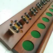 2 Piece Wall Mount CUE RACK - 8 Brass Clip - WALNUT