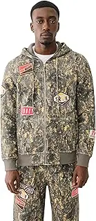 True Religion Men's Patch Buddha Camo Big-T Zip Hoodie - Buddha Camo | Full Zip Sweatshirt