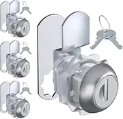 Lepoint Cam Lock Set, 4 Pcs 7/8” Zinc Alloy Drawer Lock, Cabinet Lock with 8 Keys Truck Tool Box Lock Replacement & RV Cylinder Lock Hardware, Fits on 3/5” Max Panel Thickness