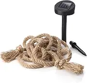 Auraglow Solar Powered 60 LED Bulb Decorative Garden Outdoor Natural Hemp Rope String Fairy Light, Ideal for Pergolas, Gazebos, Posts and Trees