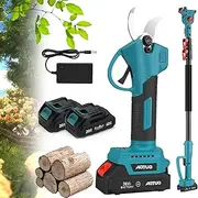 Secateurs Electric Pruning Shears, Cordless Scissors Pruners with 2 Battery, 2m Extension Pole, Cut Branches Up to 4.5cm/1.77in, 12 Hours Working Hours, Battery Operated, for Gardening