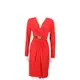 MICHAEL KORS 金屬扣環設計V領長袖洋裝(紅色)