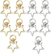 Guqqeuc Star Keyring Clips Swivel Clasps Key Holder Metal Keychain Hanging Buckle for Car Keys Pentagram Spring Snap Hook Key Chains for DIY Accessories 10 pcs, silver