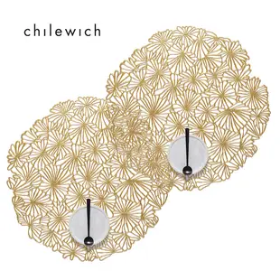 {2人的餐桌}美國Chilewich-雛菊Daisy系列-圓形餐墊38cm-金色(Gilded) 2入組
