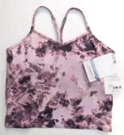ATHLETA Girls Strappy Tank Top w/ Built In Bra Size XXL (16) Pink Gray & Black