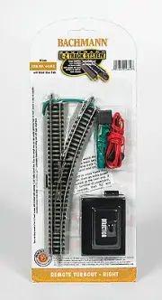 Bachmann N Remote Turnout +Nickel Silver Rail & Gray Roadbed E-Z Track Rig 44862