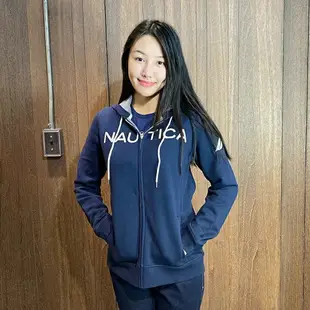 美國百分百【全新真品】NAUTICA 連帽外套 棉質 刷毛 女款 帆船牌 夾克 大logo 深藍 AR53